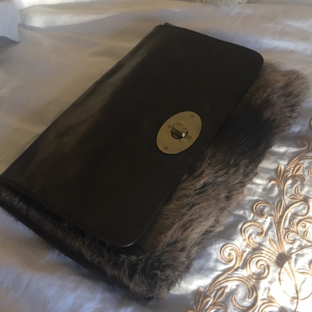 Anthropologie faux fur clutch